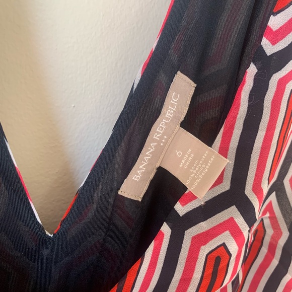 Banana Republic Sleeveless Maxi Dress in Navy and Pink Geometric Print - Picture 2 of 5